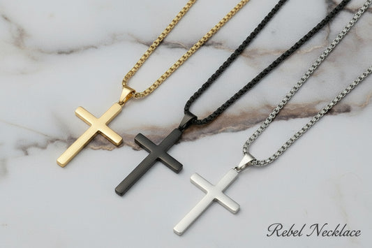 Naszyjnik Krzyż – Stal Nierdzewna, Pozłacany / Posrebrzany