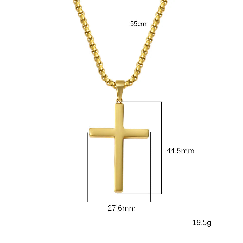 Naszyjnik Krzyż – Stal Nierdzewna, Pozłacany / Posrebrzany